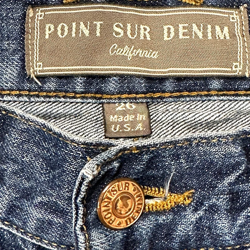 J CREW POINT SUR Distressed Mid-rise Bootcut Jeans • 26 • blue • patches - Picture 8 of 10